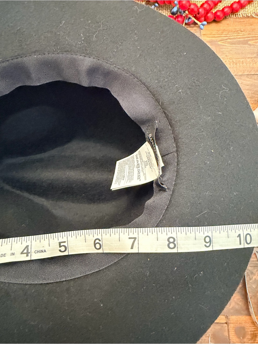 Banana Republic Black 100% Wool Wide Brim Fedora Rancher Hat S/M - Picture 5 of 8